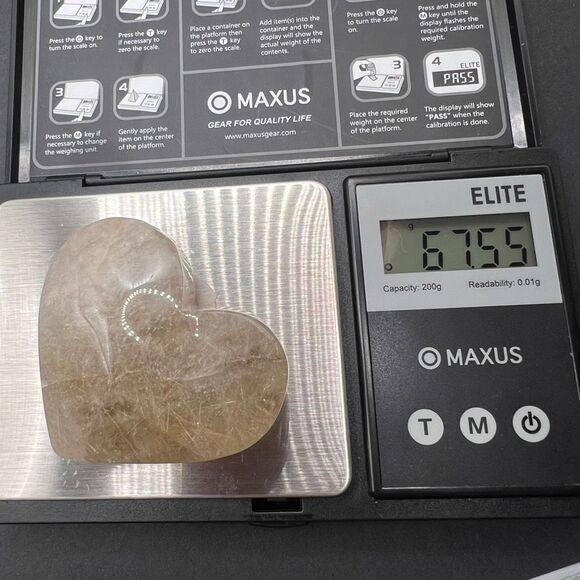 Golden Rutilated Clear Quartz Heart (#3)‎ - Picture 12 of 12